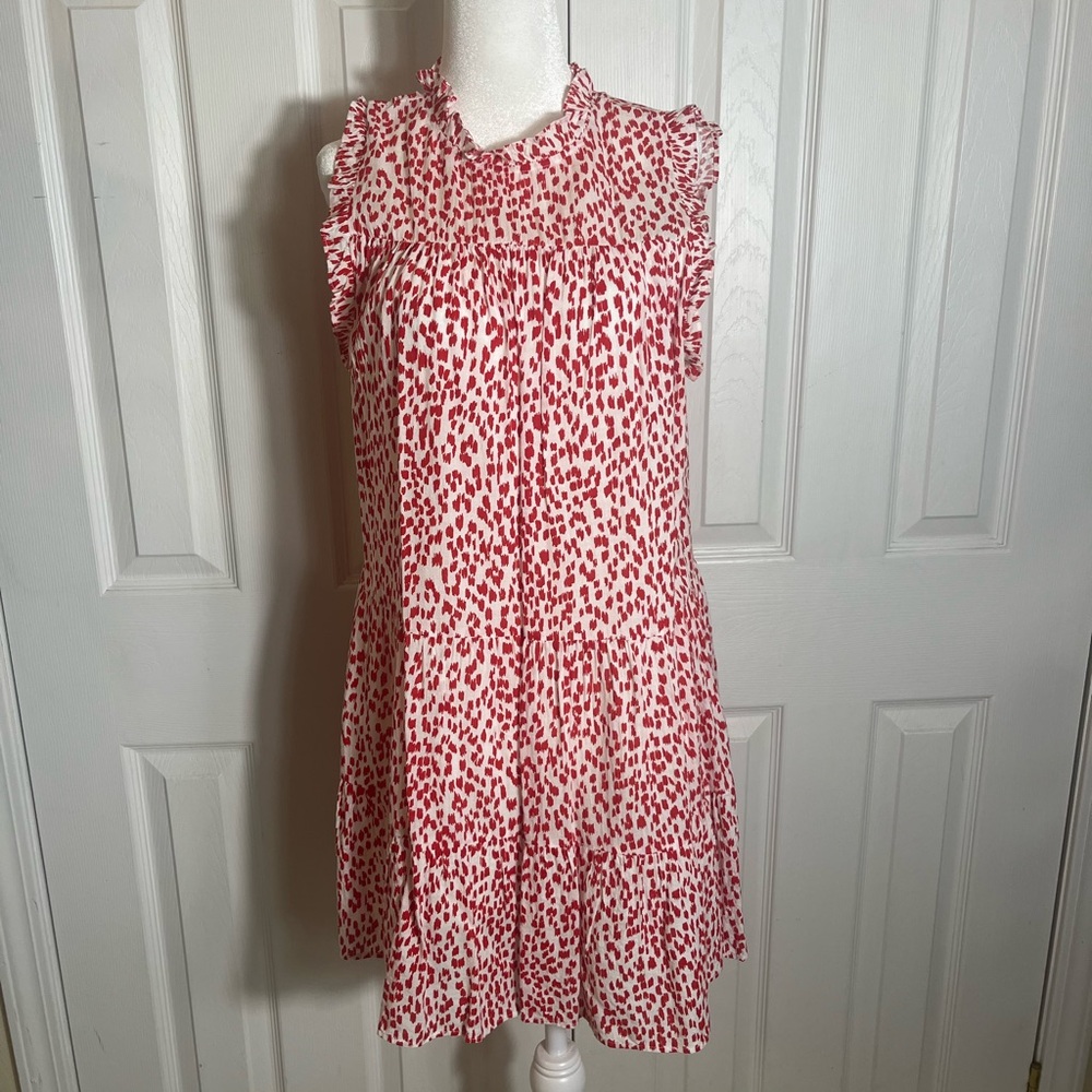 Chic Red and White Sleeveless Dress